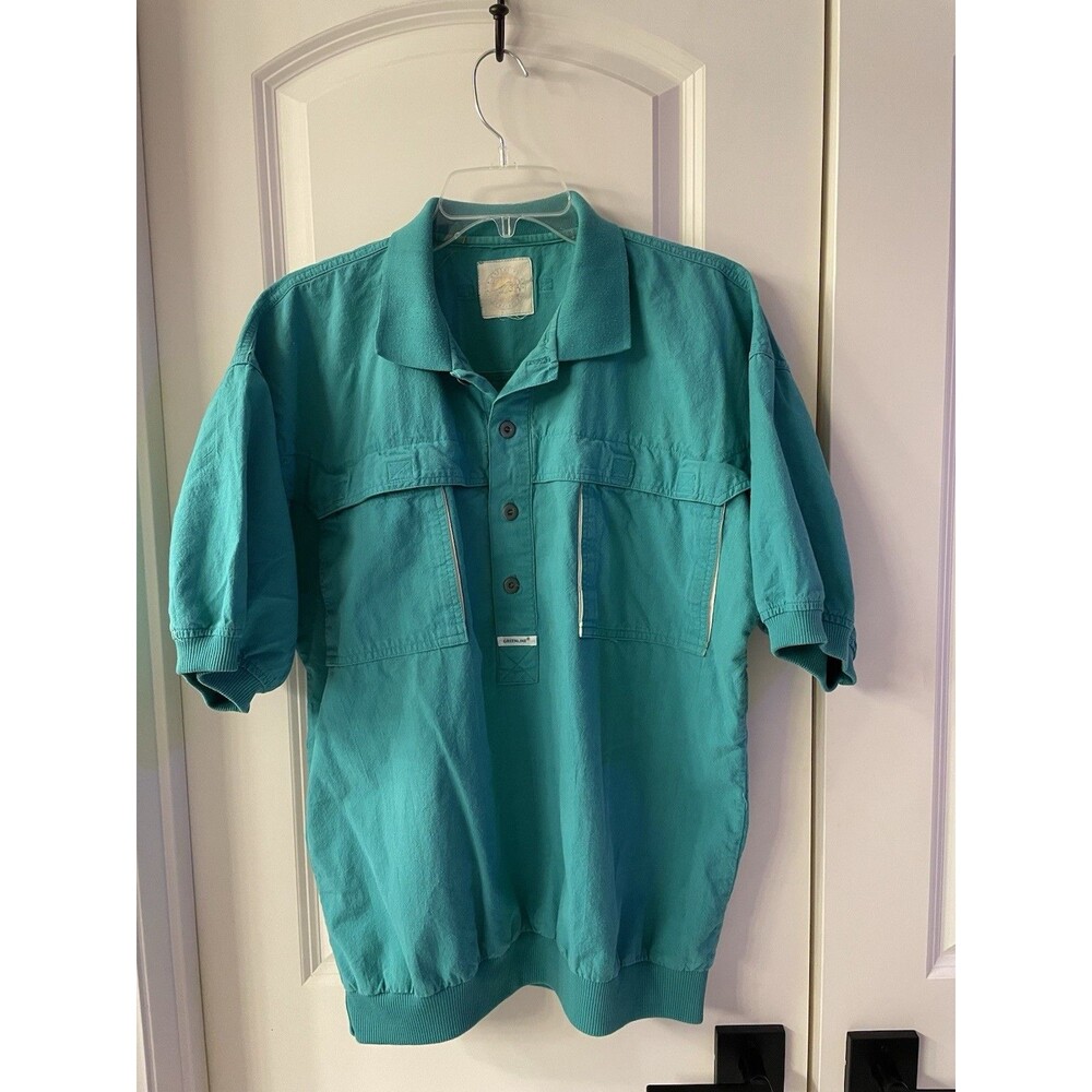 Vintage 80s 90s Men’s LG /XL Short Sleeve Pullover Polo Teal Green Streetwear